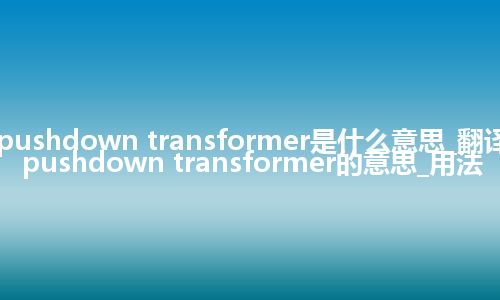pushdown transformer是什么意思_翻译pushdown transformer的意思_用法