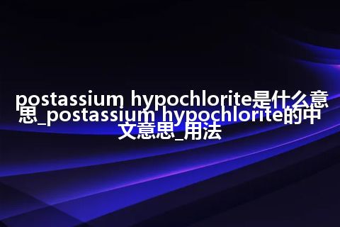 postassium hypochlorite是什么意思_postassium hypochlorite的中文意思_用法