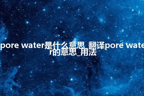 pore water是什么意思_翻译pore water的意思_用法