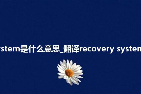 recovery system是什么意思_翻译recovery system的意思_用法