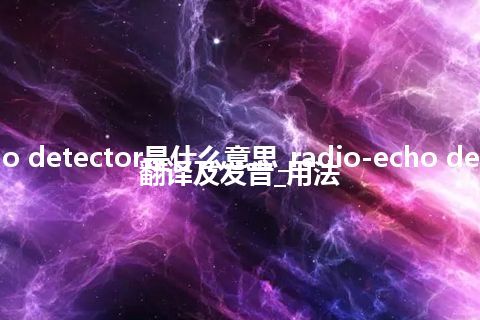 radio-echo detector是什么意思_radio-echo detector怎么翻译及发音_用法