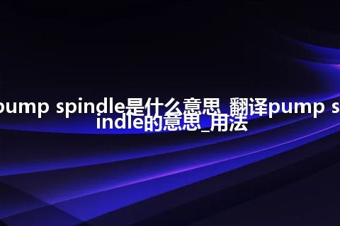 pump spindle是什么意思_翻译pump spindle的意思_用法