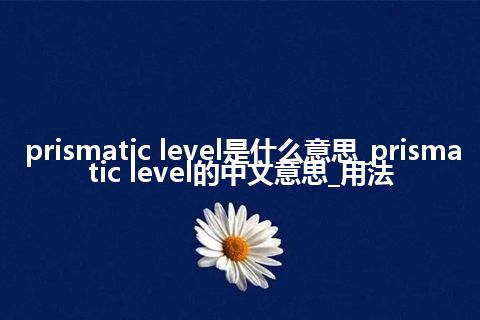prismatic level是什么意思_prismatic level的中文意思_用法