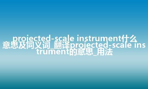 projected-scale instrument什么意思及同义词_翻译projected-scale instrument的意思_用法