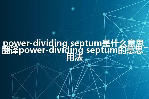 power-dividing septum是什么意思_翻译power-dividing septum的意思_用法