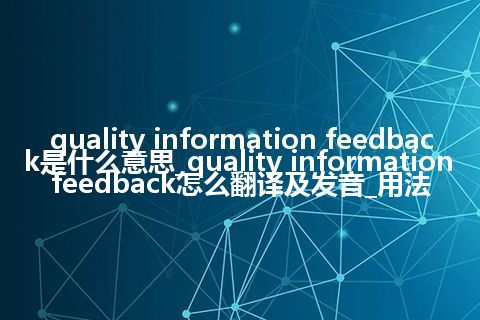 quality information feedback是什么意思_quality information feedback怎么翻译及发音_用法