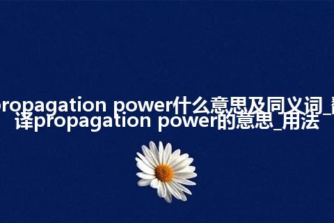 propagation power什么意思及同义词_翻译propagation power的意思_用法