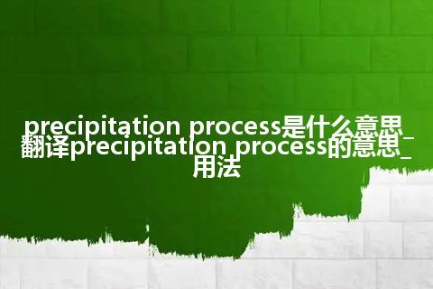 precipitation process是什么意思_翻译precipitation process的意思_用法