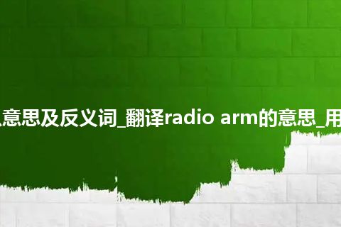 radio arm是什么意思及反义词_翻译radio arm的意思_用法_例句_英语短语