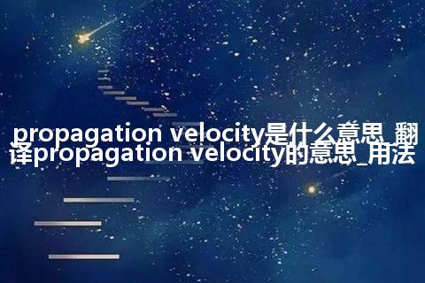 propagation velocity是什么意思_翻译propagation velocity的意思_用法