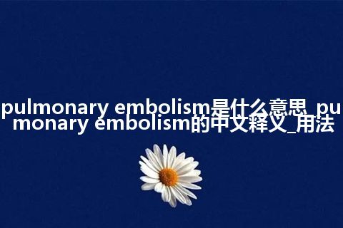 pulmonary embolism是什么意思_pulmonary embolism的中文释义_用法