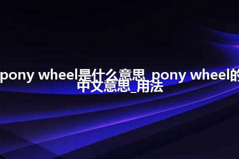 pony wheel是什么意思_pony wheel的中文意思_用法