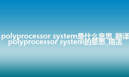 polyprocessor system是什么意思_翻译polyprocessor system的意思_用法