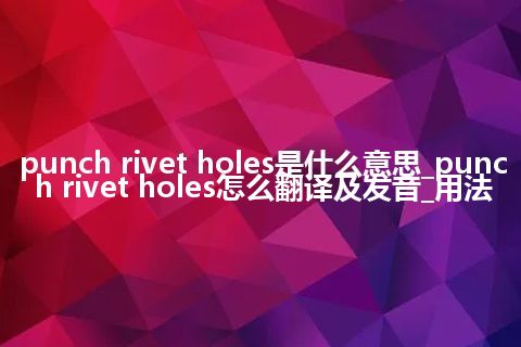 punch rivet holes是什么意思_punch rivet holes怎么翻译及发音_用法