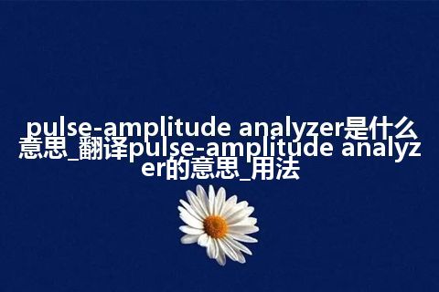 pulse-amplitude analyzer是什么意思_翻译pulse-amplitude analyzer的意思_用法