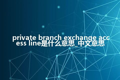 private branch exchange access line是什么意思_中文意思