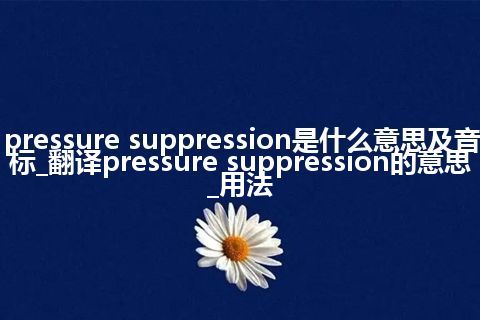 pressure suppression是什么意思及音标_翻译pressure suppression的意思_用法