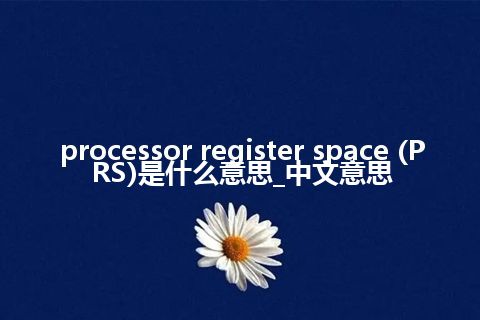 processor register space (PRS)是什么意思_中文意思