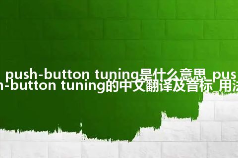 push-button tuning是什么意思_push-button tuning的中文翻译及音标_用法