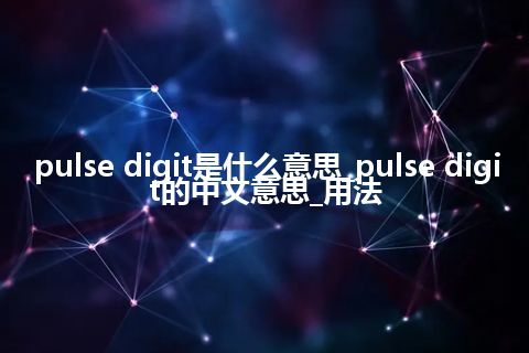 pulse digit是什么意思_pulse digit的中文意思_用法
