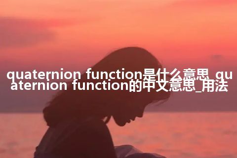 quaternion function是什么意思_quaternion function的中文意思_用法