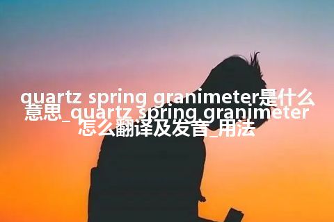 quartz spring granimeter是什么意思_quartz spring granimeter怎么翻译及发音_用法