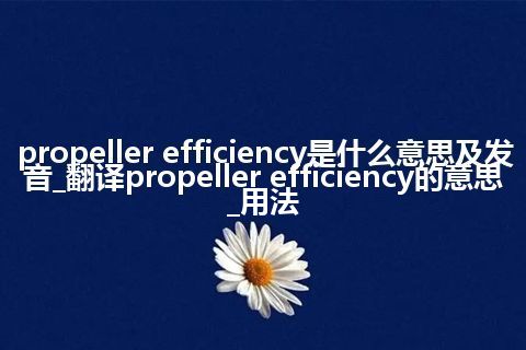 propeller efficiency是什么意思及发音_翻译propeller efficiency的意思_用法