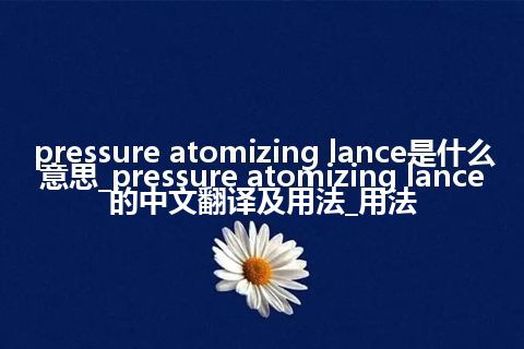 pressure atomizing lance是什么意思_pressure atomizing lance的中文翻译及用法_用法