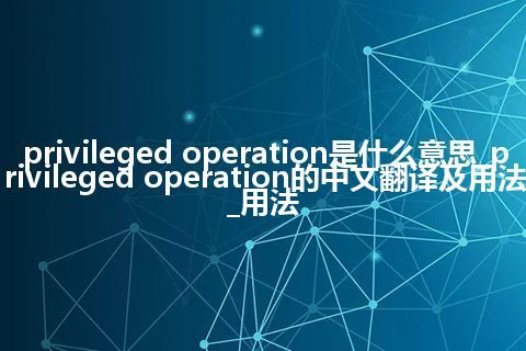 privileged operation是什么意思_privileged operation的中文翻译及用法_用法