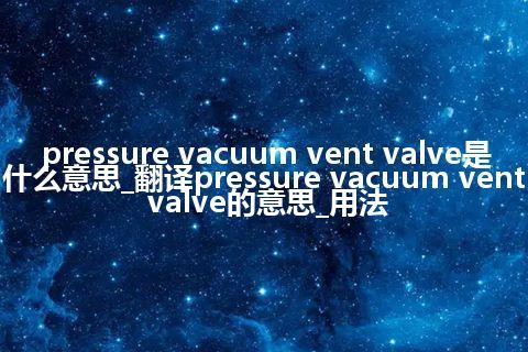 pressure vacuum vent valve是什么意思_翻译pressure vacuum vent valve的意思_用法