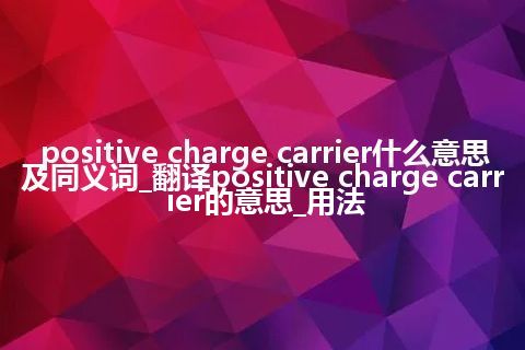 positive charge carrier什么意思及同义词_翻译positive charge carrier的意思_用法