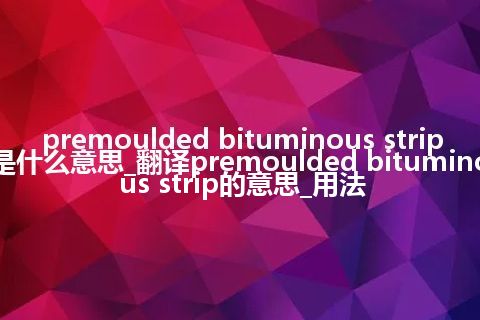 premoulded bituminous strip是什么意思_翻译premoulded bituminous strip的意思_用法