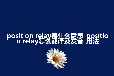 position relay是什么意思_position relay怎么翻译及发音_用法