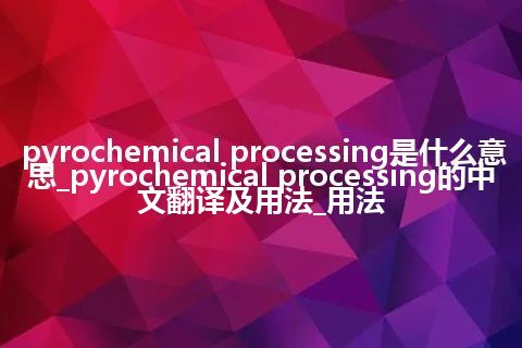 pyrochemical processing是什么意思_pyrochemical processing的中文翻译及用法_用法
