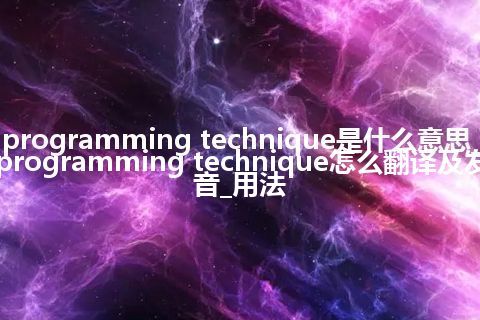 programming technique是什么意思_programming technique怎么翻译及发音_用法