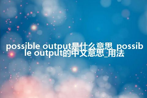 possible output是什么意思_possible output的中文意思_用法