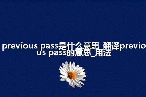previous pass是什么意思_翻译previous pass的意思_用法