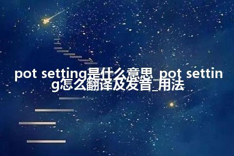 pot setting是什么意思_pot setting怎么翻译及发音_用法