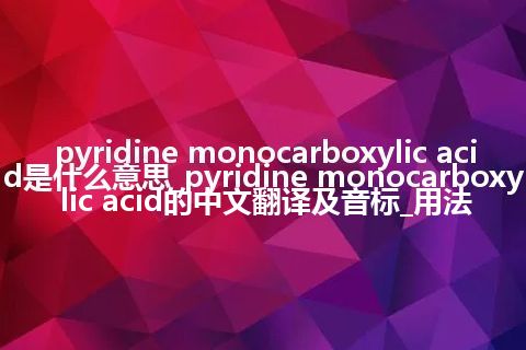 pyridine monocarboxylic acid是什么意思_pyridine monocarboxylic acid的中文翻译及音标_用法