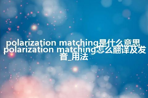polarization matching是什么意思_polarization matching怎么翻译及发音_用法