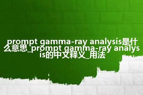 prompt gamma-ray analysis是什么意思_prompt gamma-ray analysis的中文释义_用法