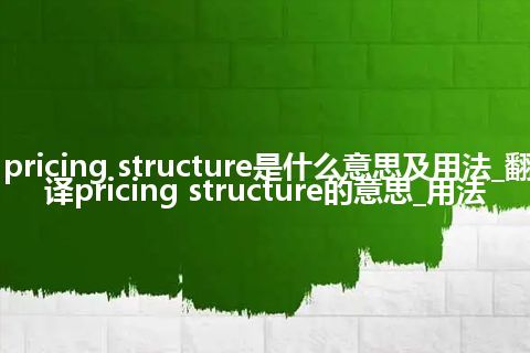 pricing structure是什么意思及用法_翻译pricing structure的意思_用法