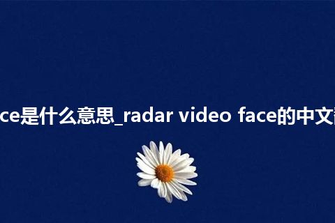 radar video face是什么意思_radar video face的中文翻译及音标_用法