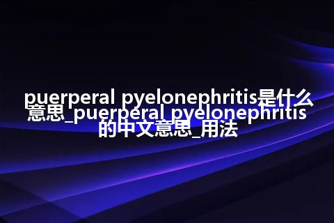 puerperal pyelonephritis是什么意思_puerperal pyelonephritis的中文意思_用法