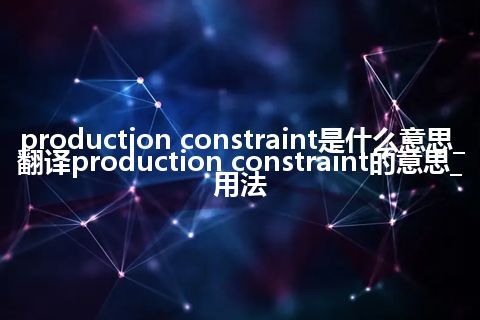 production constraint是什么意思_翻译production constraint的意思_用法