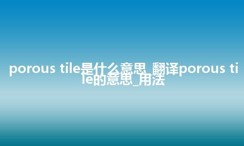 porous tile是什么意思_翻译porous tile的意思_用法