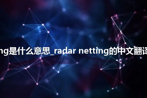 radar netting是什么意思_radar netting的中文翻译及用法_用法