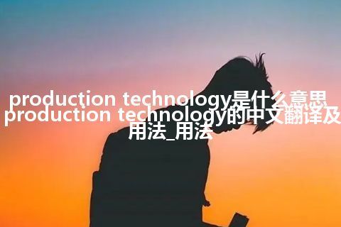 production technology是什么意思_production technology的中文翻译及用法_用法