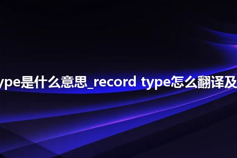 record type是什么意思_record type怎么翻译及发音_用法