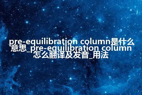 pre-equilibration column是什么意思_pre-equilibration column怎么翻译及发音_用法